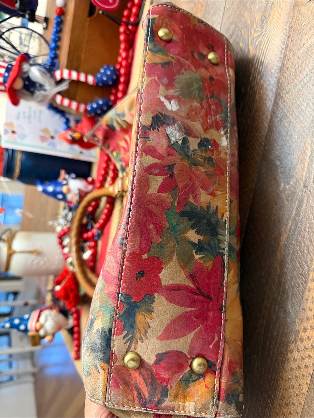 Patricia Nash Large Poppy Tote Fresco Bouquet Floral Brown Leather Shoulder Bag - Picture 16 of 16